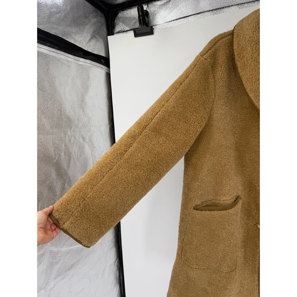 Ralph Lauren Womens Sherpa Coat Size XL Camel Shawl Collar Pockets Old Money - Picture 9 of 11